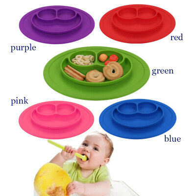 

Cute Smile Pattern Silicone Dinner Plate Sub-grid Infant Food Box Dish Plate