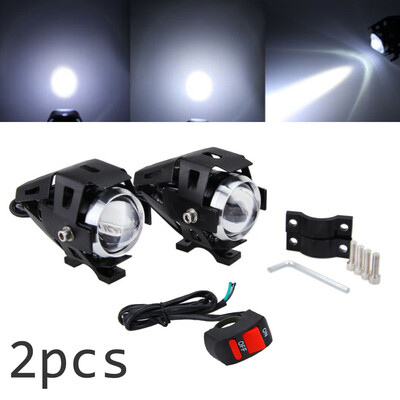 

2PCS 125W U5 Motorcycle LED Headlight Driving Fog Lights Spot LampSwitch Set