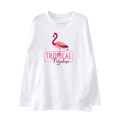 

Women Long-Sleeves Autumn Winter Cartoon Bird Letters Teenage Girl T-Shirt