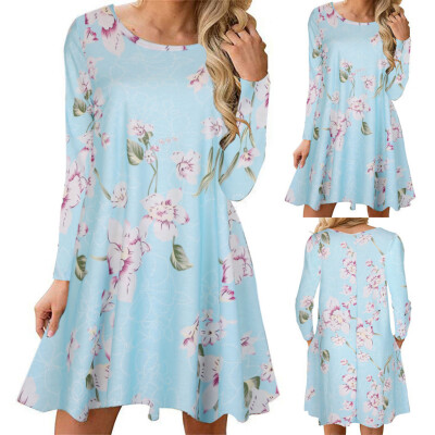 

Tailored Women Cold Shoulder Pocket Floral Print Elegant Long Sleeve Casual Dress