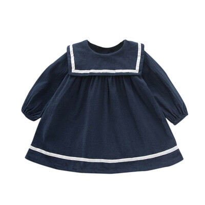 

hilittlekids Spring Autumn Casual Fashion Baby Girl Solid Color Long Sleeve Princess Dress Kids Clothing