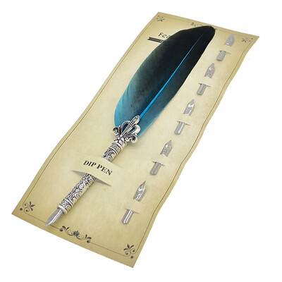 

Creative Feather Pen Set Feather Quill Pen Calligraphy Set Feather Ballpoint Ink Dip Pen With 5pcs Nibs