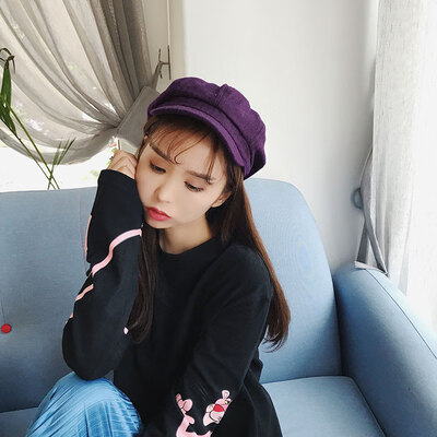 

New outdoor ladies hat fashion Korean version of solid - colored octagonal cap autumn&winter painter hat beret wholesale