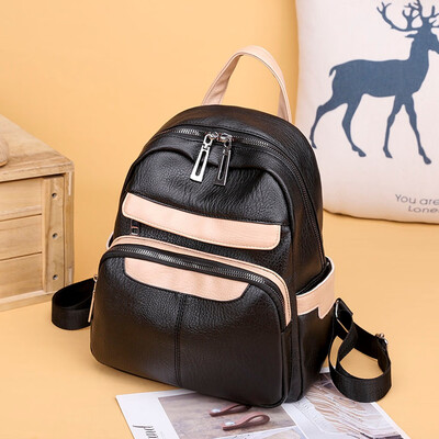 

Tailored Fashion Womens Zipper Multi-Function Large Capacity Leather Backpack Travel Bag