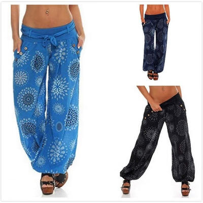 

Women´s Plus Size Harem Hippie Boho Floral Print Yoga Palazzo Casual Pants
