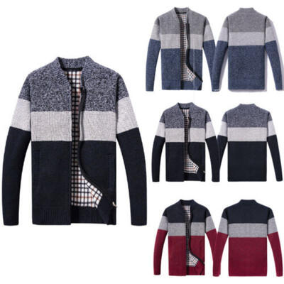 

US Men Fashion Knitted Cardigan Long Sleeve Casual Slim Fit Sweater Jacket Coat