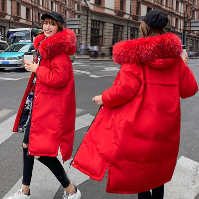 

Roseonmyhand Women Winter Coat Double-Sided Wear Hooded Thick Warm Slim Jacket Long Overcoat