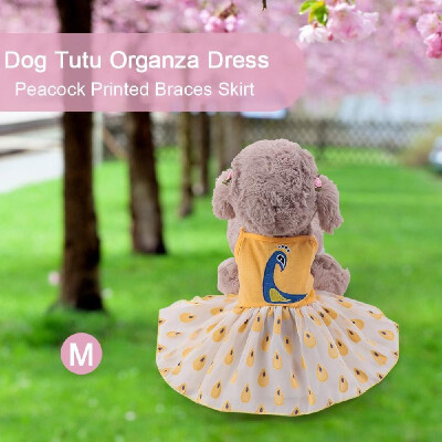 

Dog Tutu Dress Organza Braces Skirt Peacock Printed Girl Dog Princess Outfit for Small Size Female Dogs