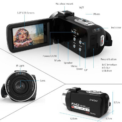 

Andoer 1080P HD WiFi Digital Video Camera Camcorder DV Recorder 16X Zoom 30" LCD Touchscreen IR Night Vision with Hot Shoe Mount