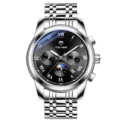 

TEVIS Multifunctional Watch Men Fashion Automatic Mechanical Waterproof Watch Stainless Steel Band Wristwatch