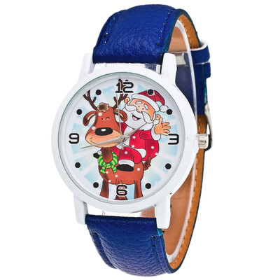 

New Christmas Ornaments Elderly Pattern Leather Band Analog Quartz Vogue Watches Xmas Decoration Navidad Envio Gratis