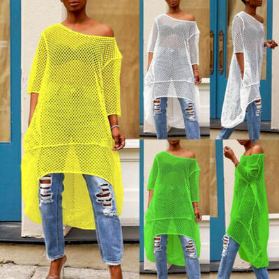 

Women Loose Short Sleeve Mesh Casual Blouse Shirt Tops Fashion Summer T-shirt