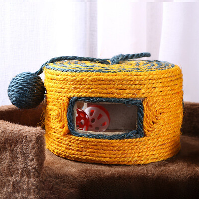 

Color Random Cat Scratch Toy Exercise Natural Sisal Interactive Ball Toy Cat Scratcher Rope Interactive Toy Built-in Bell Ball