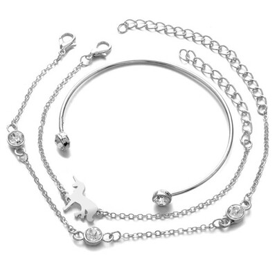 

Set of 3 Fashion Women Girls Unicorn Bracelet Open Tulip Bracelet Jewellery