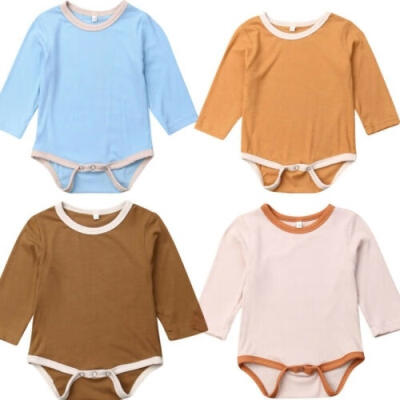 

Newborn Baby Boy Girl Long Sleeve Romper Solid Jumpsuit Bodysuit Outfits Clothes