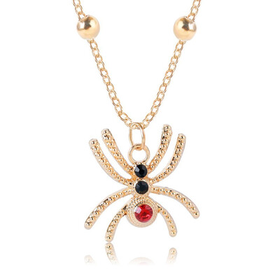 

2019 New Personality Colorful Spider Pendant Necklace Lucky Necklace Female Trendy Jewelry Personality Chain Necklace Cold Color