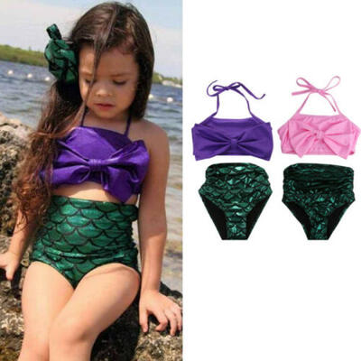 

Pretty Baby Girls Little Mermaid Bikini Princess Suit Swimmable Costume Swimsuit