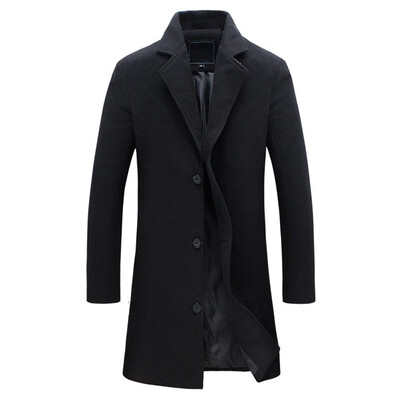 

Mens Lapel Collar Solid Long Coats Windbreaker Button Down Overcoat Blazer Tops