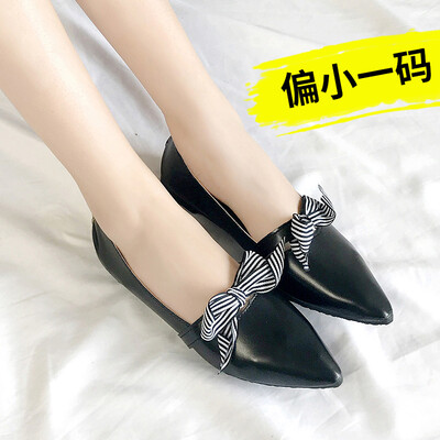 

Shallow single shoes 2019 new pointed flat-bottomed butterfly tie womens original night fairy soft girl ladle shoes