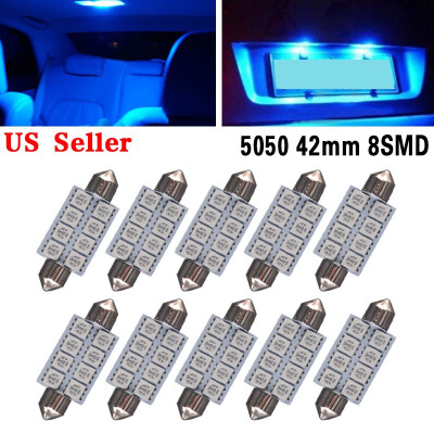 

10X 8000K Blue 8-SMD LED Map Door Interior Light Bulbs 41MM Festoon 578 211 212