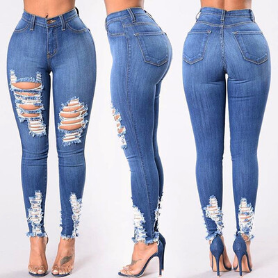 

Tailored Fashion Women Jeans Denim Hole Female High Waist Stretch Slim Sexy Pencil Pants