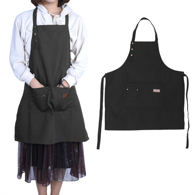 

Adjustable Buckles Style Canvas Apron Kitchen Cooking Coffee Shop Waitress Work Uniform Apron with Pocket Garden Apron