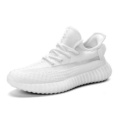 

High-explosive flying woven couple coconut shoes limited color student breathable white shoes popcorn soft bottom shoes 350V2 tide shoes