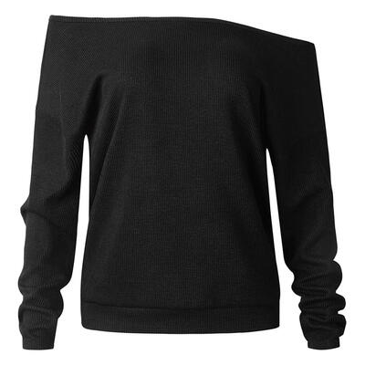 

Spring Women Off Shoulder Long Sleeve Loose Pullover Tops Knitted Sweater