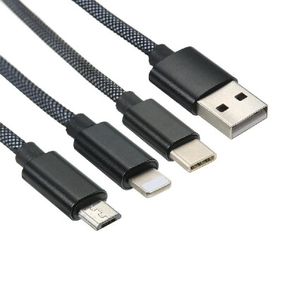 

3 in 1 Charging Cable Data Cable 24A with Micro USBType-cLightning for iPhone Xiaomi Huawei Samsung Nylon Braided Multiple USB