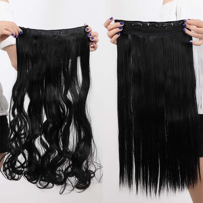 

Synthetic Fiber Clips in on Hair Extension 34 Full Head One Piece 5 Clips Long Silky Curly Wavy