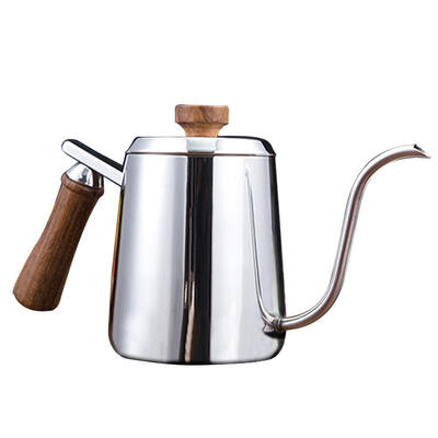 

Stainless Steel Gooseneck Long Narrow Spout Wooden Handle Coffee Pot Teapot