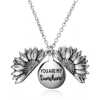 

You Are My Sunshine Engraved Necklace Sunflower Locket Necklace Christmas Jewelry Gifts Fro Women Girls Lovers