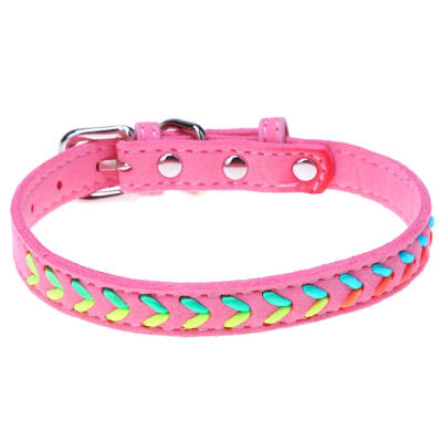 

Colorful Ribbon PU Leather Puppy Teddy Dog Collars Pet Necklaces Leash