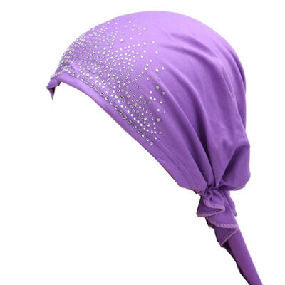 

Fashion Lady Rhinestone Muslim Turban Hat Chemo Cap Hair Loss Hijab Cap Cover