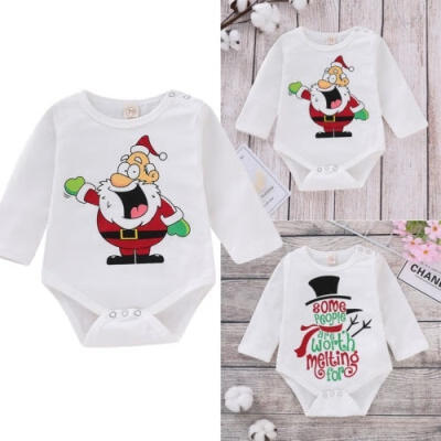 

Newborn Baby Christmas Clothes Boy Long Sleeve Snowman Santa Claus Romper Bodysuit Jumpsuit Xmas Outfit