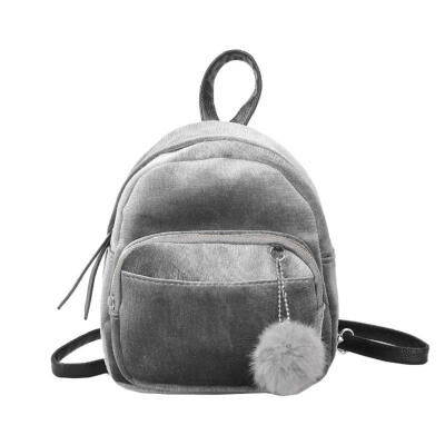 

Women Velvet Schoolbag Travel Shoulder Bag Mini Backpack for Teenager Girls