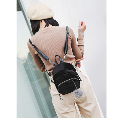 

Tailored Mini Fur Ball Backpack Fashion Shoulder Bag Solid Women Girls Travel School Bags