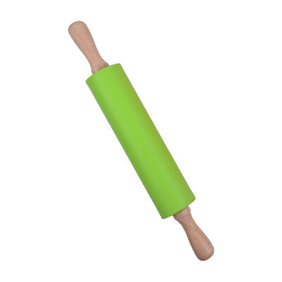 

30cm Wooden Handle Silicone Rolling Pin Non-Stick Kitchen Baking Cooking Tool