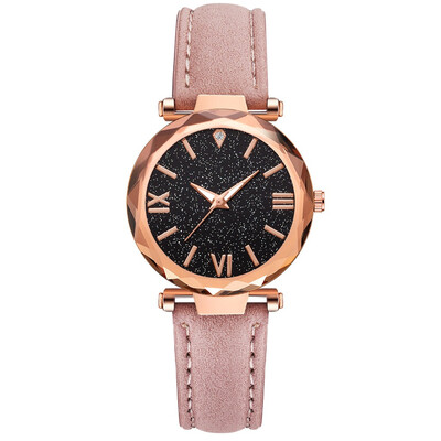 

Roman word scale ladies watch starry pu with fashion personality watch