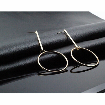 

E086 Fashion Jewelry Round Circle Drop Earrings For Women Gold Color Long Dangle Earrings Wholesale Excellent Gift Party Jewelry