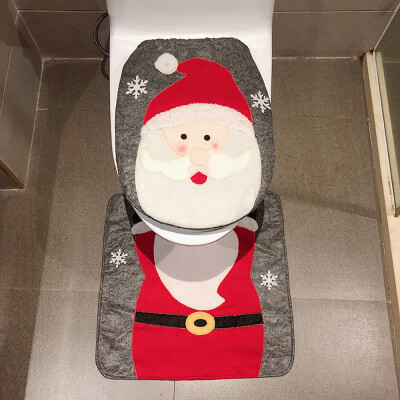 

Tailored 2PCS Set Fancy Snowman Toilet Lid And Carpet Bathroom Set Christmas Decoration