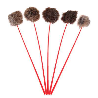 

5pcs Pet Toy Plush Ball Rod Stick Catcher Teaser Wand Random Delivery