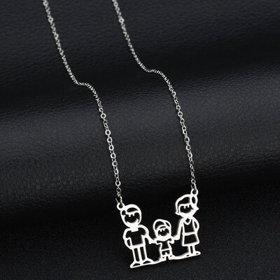 

Unisex Stainless Steel Pendant Family Parent Love Mom Dad Necklace Gift Charm