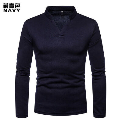 

Fashion Men Slim Fit Cotton V-Neck Long Sleeve Casual T-Shirt Tops Stylish