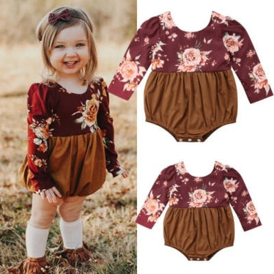 

Newborn Baby Girl Flower Long Sleeve Romper Bodysuit Jumpsuit Outfits Clothes