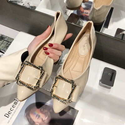 

Pointed Single Shoe Girl Summer Sennu Baitai Flat Bottom Bean Shoes Chic Korean Version Fairy Shoes