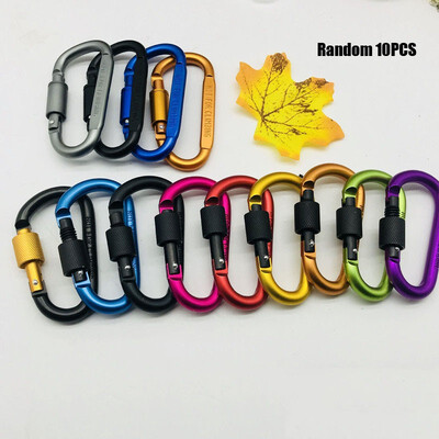 

Colorful D-shape Aluminium Alloy Carabiner Multi-function Tool Mountaineering Buckle With Lock Camping Hook Keychain Accessories