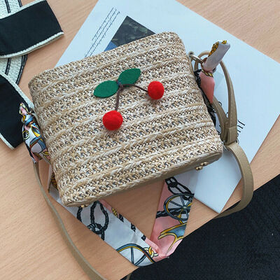 

New Style Women Handbags Straw Retro Bag Flap Woven Handbag Vintage Knitted Messenger Purse Strawberry Bag Tote Scarves Hasp