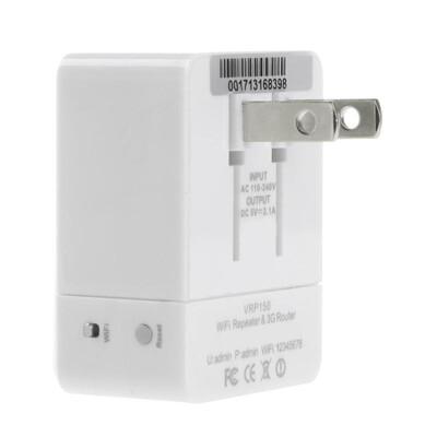 

150Mbps VRP150 Mini WiFi Repeater 80211bgn 3G Wireless Router 21A Charger 3 in 1