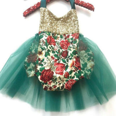 

USA Canis Toddler Baby Girls Sequin Tulle Romper Bodysuit Dress Outfits Sunsuit